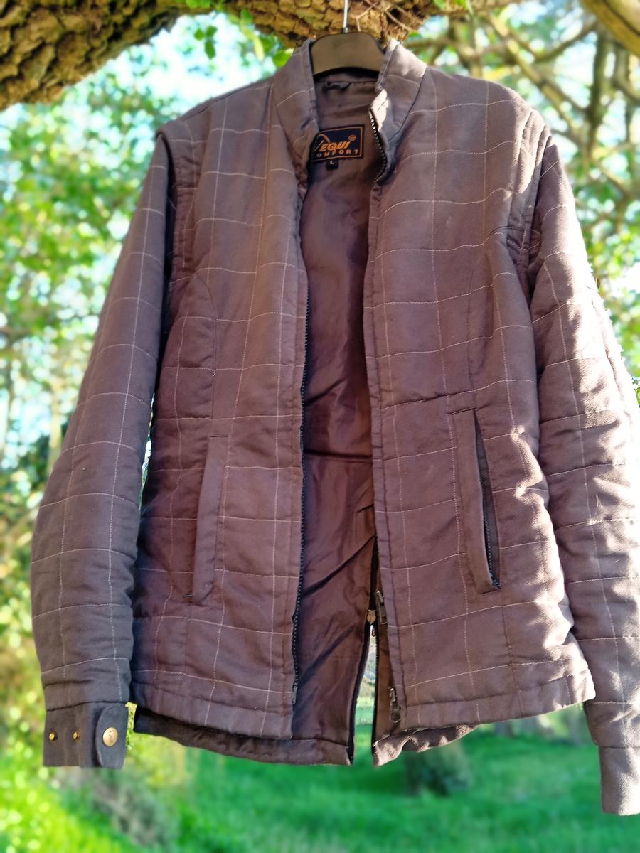 Veste Blouson cintré manches amovibles Equicomfort T 38 gris carreaux soft